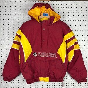 Florida State Seminoles Vtg 90s Starter Puffer Jacket Youth Boy's Large Half Zip